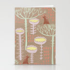 Block print scandinavian meadow brown Stationery Card Gallery Image 2