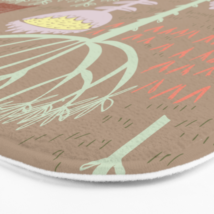 Block print scandinavian meadow brown Bath Mat Gallery Image 3