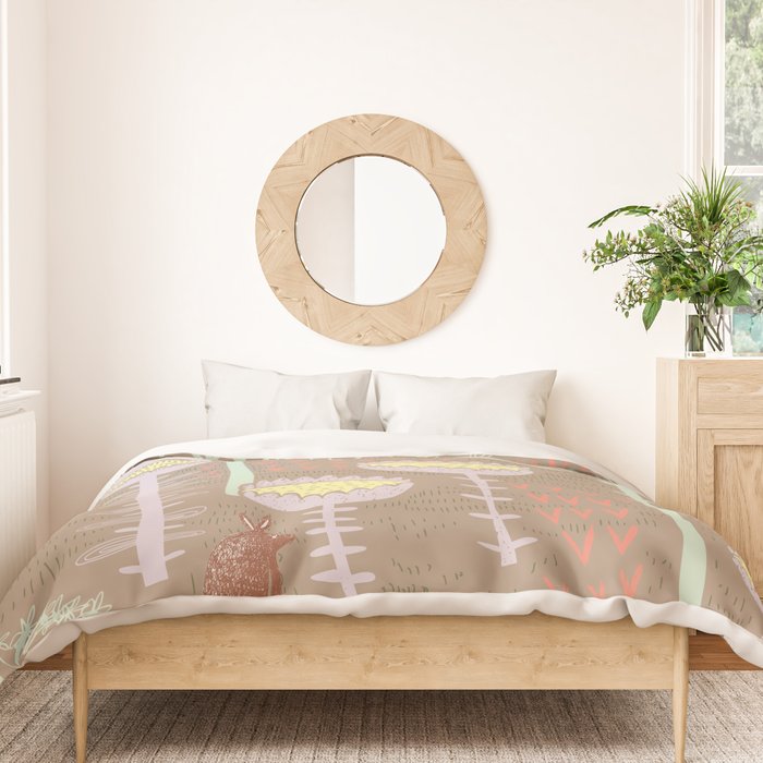 Block print scandinavian meadow brown Duvet Cover Gallery Image 3
