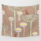 Block print scandinavian meadow brown Wall Tapestry Gallery Image 4