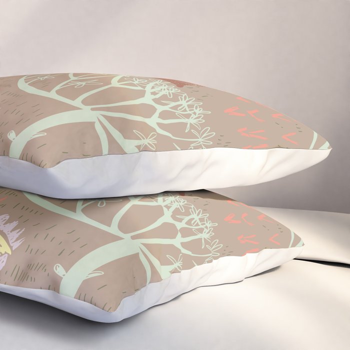 Block print scandinavian meadow brown Pillow Sham Gallery Image 3