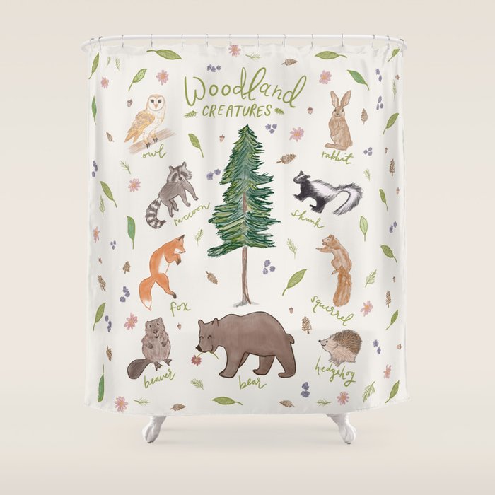 Woodland Creatures Chart Shower Curtain Gallery Image 1