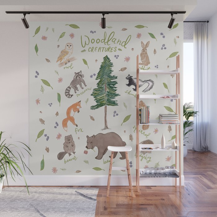Woodland Creatures Chart Wall Mural Gallery Image 1