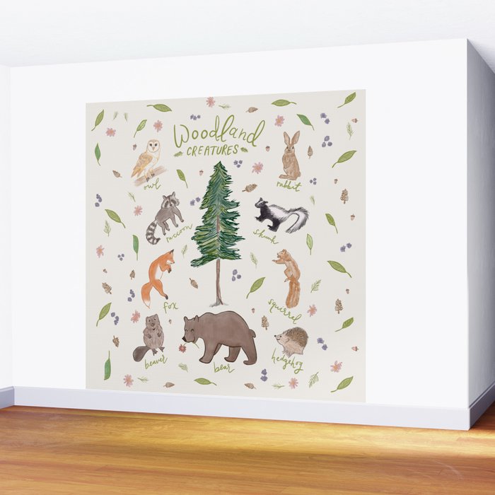 Woodland Creatures Chart Wall Mural Gallery Image 2