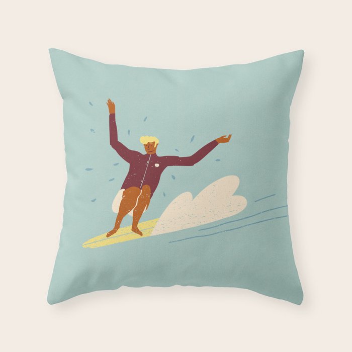 Surf buddy Throw Pillow Gallery Image 1