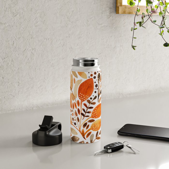 Autumn watercolor leaves Water Bottle Gallery Image 4