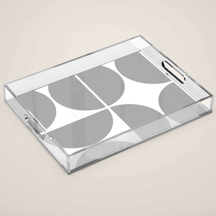 Mid Century Modern Grey Square Acrylic Tray Gallery Image 1