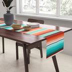 Teal Turquoise and Burnt Orange Southwest Serape Blanket Stripes Table Runner Gallery Image 2