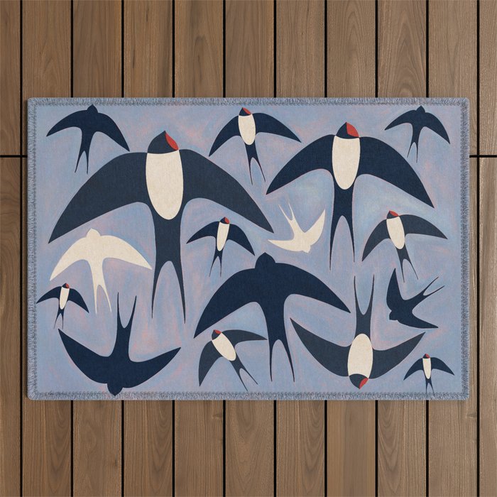 Swallows Outdoor Rug Gallery Image 1