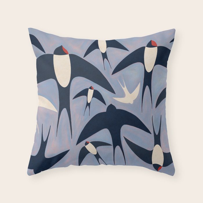 Swallows Throw Pillow Gallery Image 6