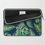 Jungle Leaves, Banana, Monstera, Blue Laptop Sleeve Gallery Image 2