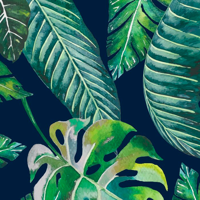 Jungle Leaves, Banana, Monstera, Blue Coffee Mug Gallery Image 2