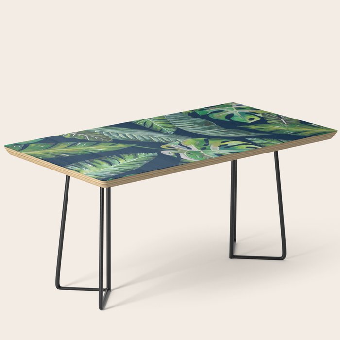 Jungle Leaves, Banana, Monstera, Blue Coffee Table Gallery Image 1