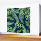 Jungle Leaves, Banana, Monstera, Blue Wall Mural Gallery Image 2