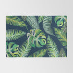 Jungle Leaves, Banana, Monstera, Blue Rug Gallery Image 2