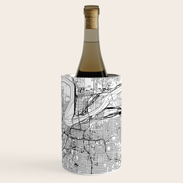 Kansas City White Map Wine Chiller