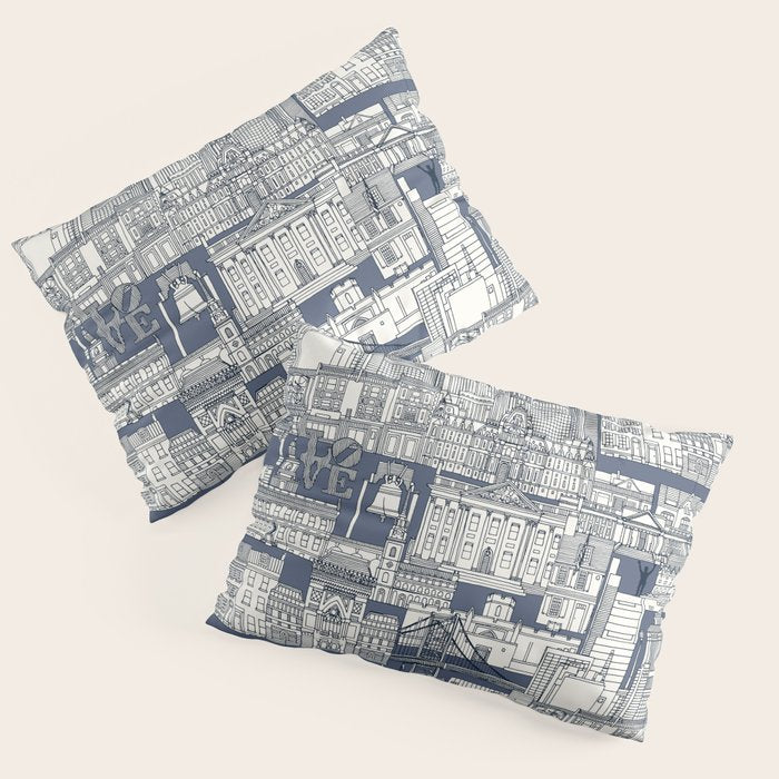Philadelphia toile blue indigo Pillow Sham Gallery Image 3