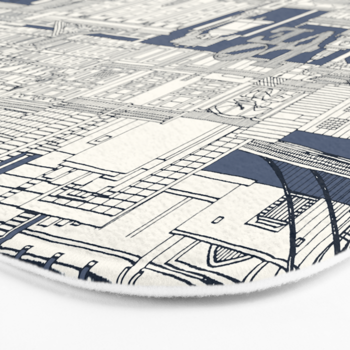 Philadelphia toile blue indigo Bath Mat Gallery Image 3
