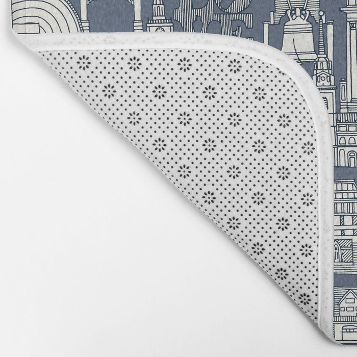 Philadelphia toile blue indigo Bath Mat Gallery Image 2