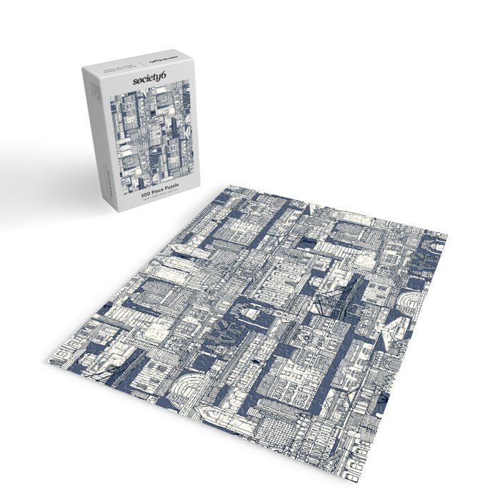 Philadelphia toile blue indigo Jigsaw Puzzle Gallery Image 2