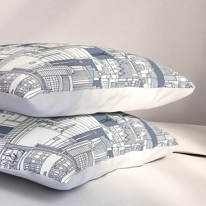 Philadelphia toile blue indigo Pillow Sham Gallery Image 3