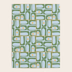 Mid Century Modern Piquet Abstract Multi Pattern Green Light Blue Yellow-Orange Poster Gallery Image 4