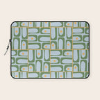 Mid Century Modern Piquet Abstract Multi Pattern Green Light Blue Yellow-Orange Laptop Sleeve Gallery Image 1
