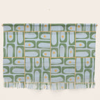 Mid Century Modern Piquet Abstract Multi Pattern Green Light Blue Yellow-Orange Wall Hanging Gallery Image 1