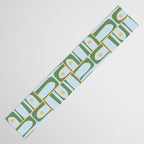 Mid Century Modern Piquet Abstract Multi Pattern Green Light Blue Yellow-Orange Table Runner Gallery Image 3