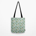Mid Century Modern Piquet Abstract Multi Pattern Green Light Blue Yellow-Orange Tote Bag Gallery Image 2