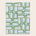 Mid Century Modern Piquet Abstract Multi Pattern Green Light Blue Yellow-Orange Notebook Gallery Image 4