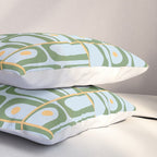 Mid Century Modern Piquet Abstract Multi Pattern Green Light Blue Yellow-Orange Pillow Sham Gallery Image 3
