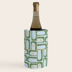 Mid Century Modern Piquet Abstract Multi Pattern Green Light Blue Yellow-Orange Wine Chiller Gallery Image 3