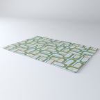 Mid Century Modern Piquet Abstract Multi Pattern Green Light Blue Yellow-Orange Rug Gallery Image 3