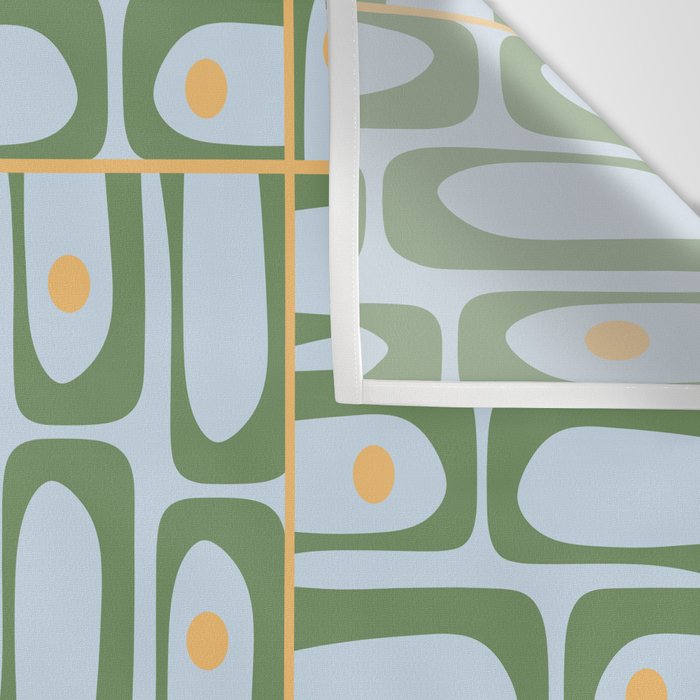 Mid Century Modern Piquet Abstract Multi Pattern Green Light Blue Yellow-Orange Wall Tapestry Gallery Image 3