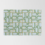 Mid Century Modern Piquet Abstract Multi Pattern Green Light Blue Yellow-Orange Rug Gallery Image 2