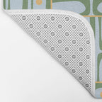 Mid Century Modern Piquet Abstract Multi Pattern Green Light Blue Yellow-Orange Bath Mat Gallery Image 2