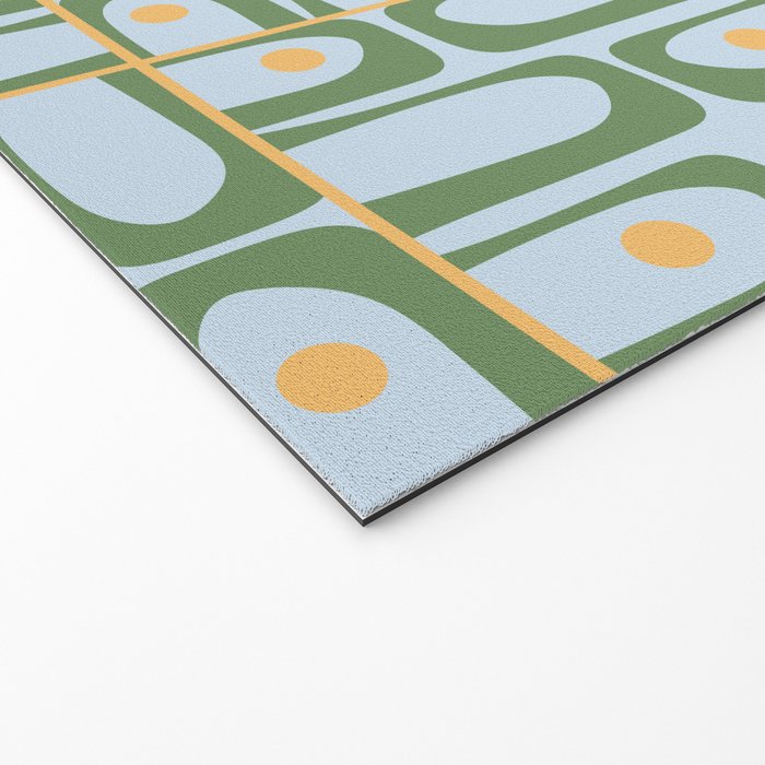 Mid Century Modern Piquet Abstract Multi Pattern Green Light Blue Yellow-Orange Welcome Mat Gallery Image 2