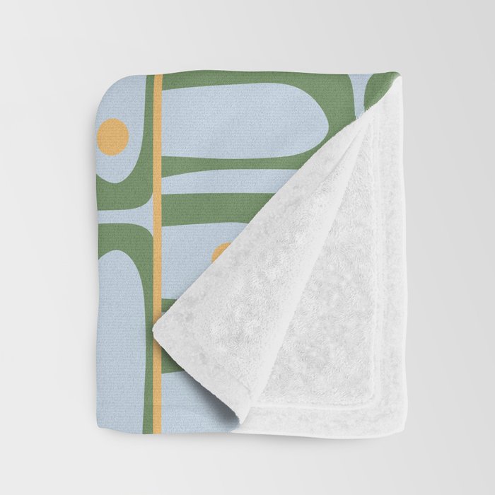 Mid Century Modern Piquet Abstract Multi Pattern Green Light Blue Yellow-Orange Throw Blanket Gallery Image 3