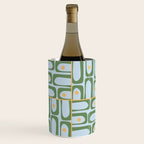 Mid Century Modern Piquet Abstract Multi Pattern Green Light Blue Yellow-Orange Wine Chiller Gallery Image 1