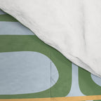 Mid Century Modern Piquet Abstract Multi Pattern Green Light Blue Yellow-Orange Comforter Gallery Image 4