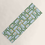 Mid Century Modern Piquet Abstract Multi Pattern Green Light Blue Yellow-Orange Yoga Mat Gallery Image 1