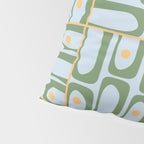 Mid Century Modern Piquet Abstract Multi Pattern Green Light Blue Yellow-Orange Pillow Sham Gallery Image 4