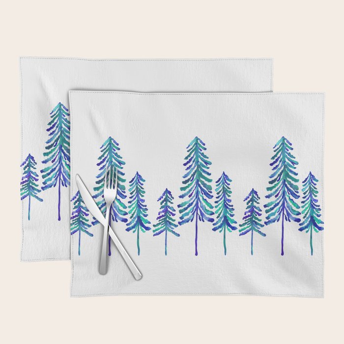 Pine Trees â Navy & Turquoise Palette Placemat Gallery Image 1