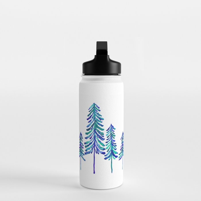 Pine Trees - Navy & Turquoise Palette Water Bottle Gallery Image 3
