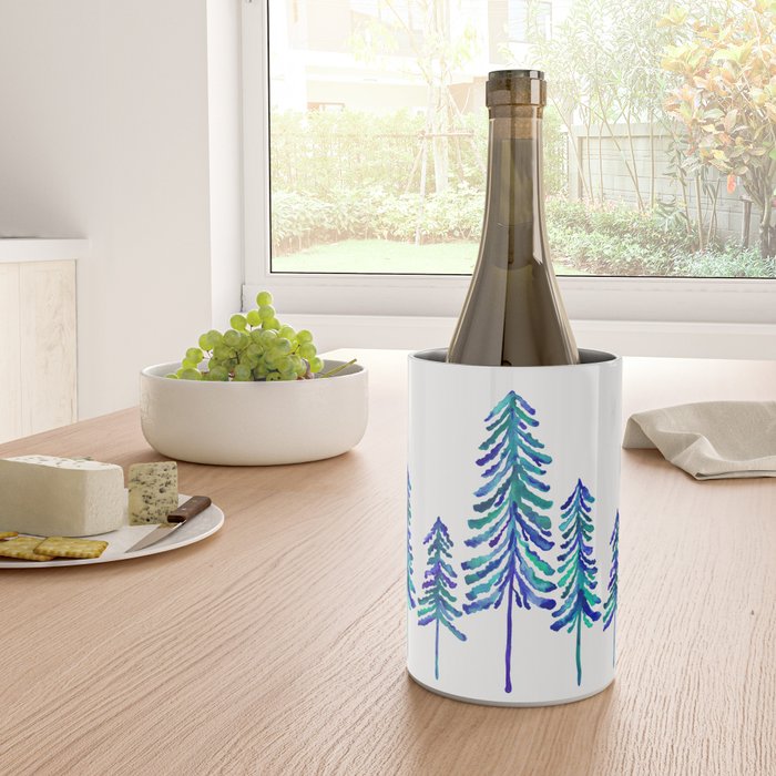 Pine Trees - Navy & Turquoise Palette Wine Chiller Gallery Image 4