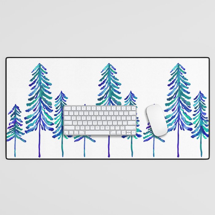 Pine Trees - Navy & Turquoise Palette Desk Mat Gallery Image 1