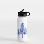 Pine Trees - Navy & Turquoise Palette Water Bottle Gallery Image 1