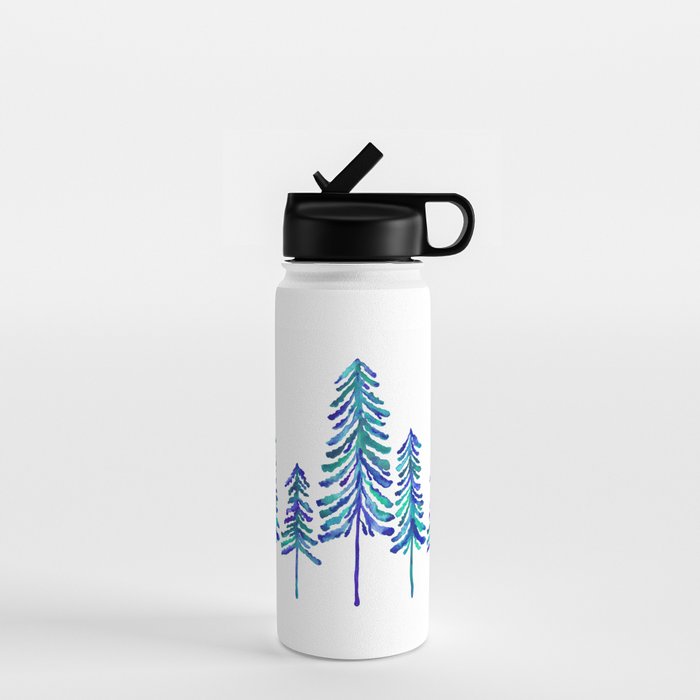 Pine Trees - Navy & Turquoise Palette Water Bottle Gallery Image 1