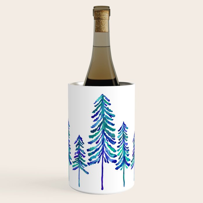 Pine Trees - Navy & Turquoise Palette Wine Chiller Gallery Image 1